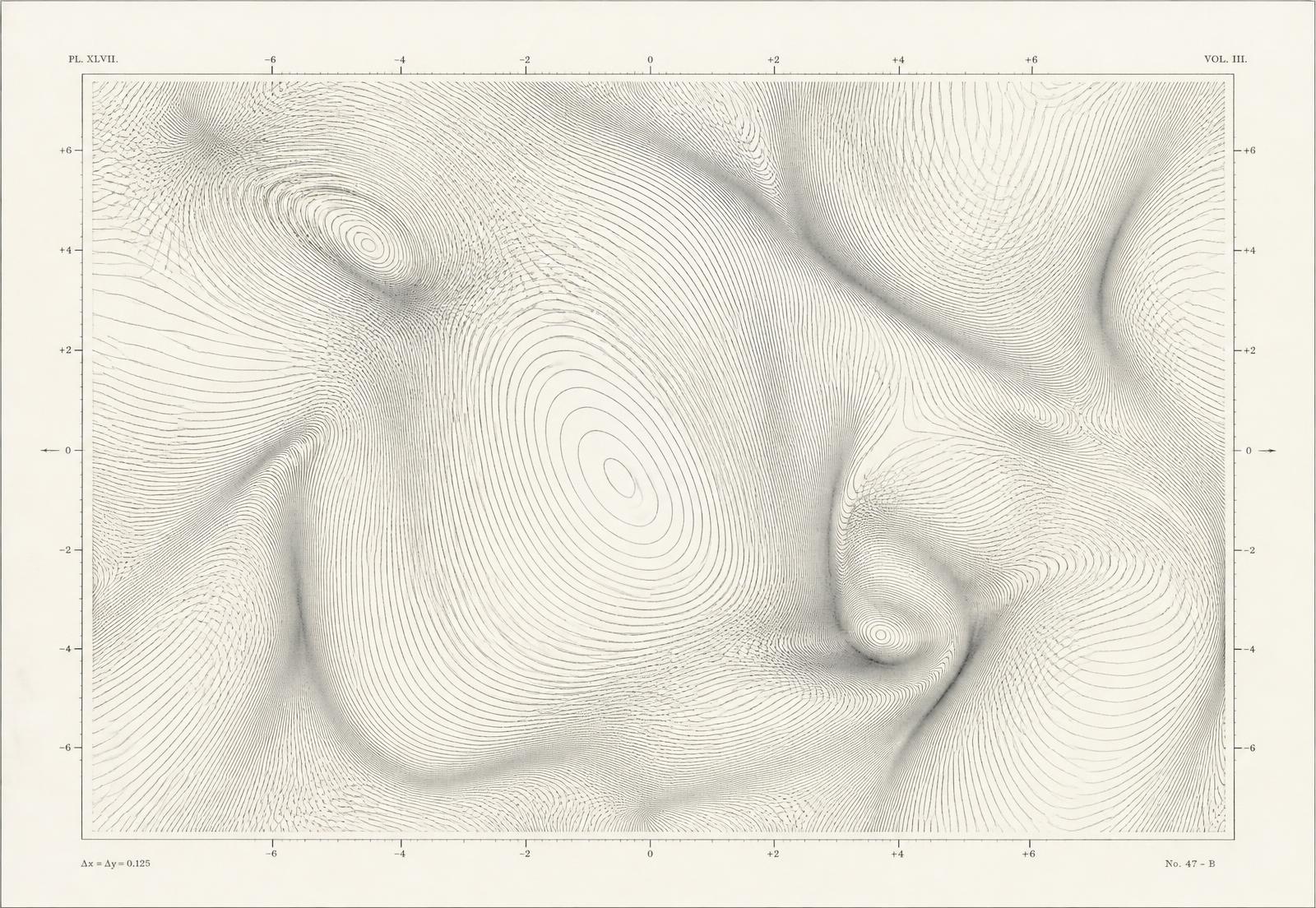 Fine ink contour field plotted on paper